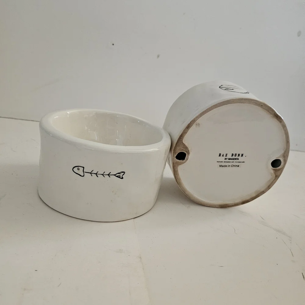 Rae Dunn Cream Ceramic Pet Bowls